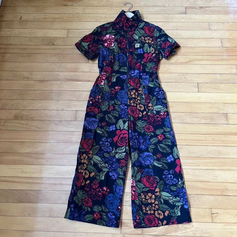 Lucy & Yak Floral Organic Cotton Boiler Suit Jumpsuit Wide Leg US 8 UK 12
